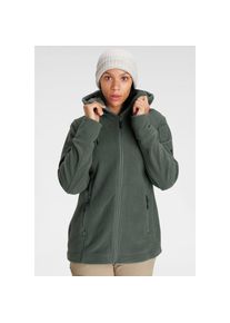 Polarino, Unisex, Fleecejacke mit Kapuze f&uuml;r kalte Tage, aus Fleece, sportlicher Stil, atmungsaktiv, salbeigr&uuml;n, 56, H&uuml;ftbedeckender Schnitt und 