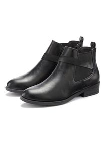 Vivance , Damen , Chelseaboots mit Stretch-Einsatz, Stiefelette, Ankle Boots VEGAN , schwarz , Seitlicher Stretch-Einsatz f&uuml;r einen komfortablen...