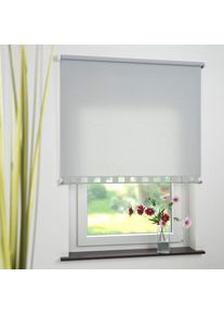 Seitenzugrollo Lichtschutz mit Bohren Volantrollo - eckiger Volant, Fixmass , grau , Liedeco , Obermaterial: 100% Polyester