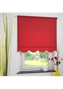 Seitenzugrollo Lichtschutz mit Bohren Volantrollo - Volant Klassik, Fixmass , rot , Liedeco , Obermaterial: 100% Polyester