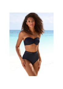 s.Oliver , Bügel-Bandeau-Bikini-Top »Aiko« mit Häkeloptik , schwarz , Modische Lasercut-Kante