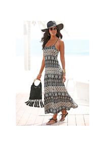 Lascana , Maxikleid, mit Ethnodruck, Sommerkleid, Strandkleid , schwarz , Jerseykleid mit tiefem Rundhalsausschnitt