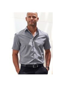 H.I.S. H.I.S, Herren, Kurzarmhemd &raquo;Regular-fit&laquo; elastisches Jaquard-Kurzarmhemd, grau, XXL (45/46), N-Gr, Herren Kurzarmhemd von H.I.S