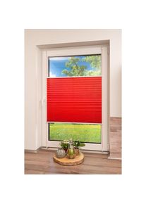 K-home, K-home Plissee &raquo;Klemmfix Pisa&laquo; Lichtschutz ohne Bohren verspannt Crushed-Optik, rot, Obermaterial: 100% Polyester