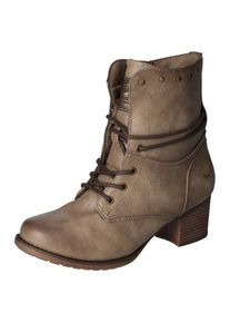 Mustang Shoes , Stiefelette, Bikerboots, Stiefelette mit Innenreissverschluss , grau , Schnürstiefelette mit dezenter Nietenverzierung