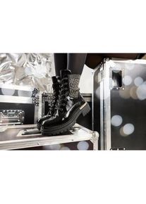 Rieker , Damen , Schnürboots , Stiefelette, Blockabsatz, mit Textileinsatz am Schaft , goldfarben , Modischer Schnürboots mit praktischem...