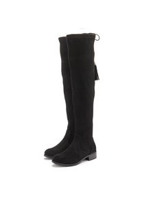 Lascana , Overkneestiefel »Stiefel, Langschaftstiefel«, mit elastischem Weitschaft und raffiniertem Flechtdetail , schwarz , Anschmiegsames...
