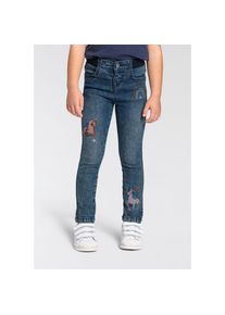 Kidsworld, Unisex, Kidsworld Stretch-Jeans &raquo;, Basic Jeans mit toller Stickerei&laquo; schmale Beinform, mit verstellbarem Gummizug am Bund, lang, blau, 