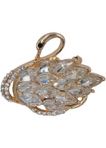 Firetti , Damen,Jugendliche , Brosche »Schmuck Geschenk Ansteckschmuck Schwan« () mit Glasstein , goldfarben , Elegante Brosche