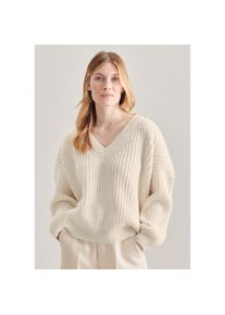 Seidensticker , Strickpullover »Schwarze Rose« Langarm V-Neck Uni , weiss , Passform: Regular Fit