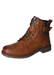 Mustang Shoes , Schnürboots, Worker Boots, Herbstschuh, Stiefel mit Anziehlasche , braun , Schnürboots mit trendiger Zierschnalle