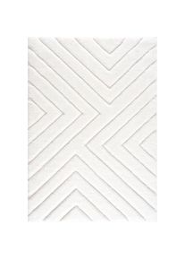 Hochflor-Teppich »Fiori« rechteckig 43 mm Höhe mit handgearbeitetem Konturenschnitt, Hochflor, Hoch-Tief-Effekt , weiss , my home , Obermaterial:...