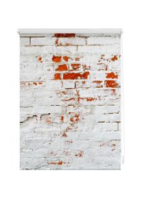 LICHTBLICK Original, LICHTBLICK ORIGINAL Seitenzugrollo &raquo;Klemmfix Motiv Mauer&laquo; Lichtschutz ohne Bohren freih&auml;ngend bedruckt, wei&szlig;, rot, wei&szlig;, 