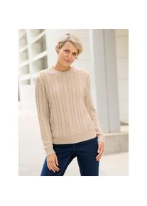 Classic Basics, Unisex, Rundhalspullover &raquo;Langarm-Pullover&laquo;, beige, 56, gerippte Abschl&uuml;sse