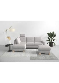 Ecksofa »Summer L-Form«, mit Ottomane, wahlweise mit Bettfunktion und Bettkasten, Cord-Bezug , silberfarben , Home Affaire