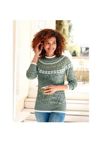 Casual Looks , Norwegerpullover »Pullover« , grün , reine Baumwolle