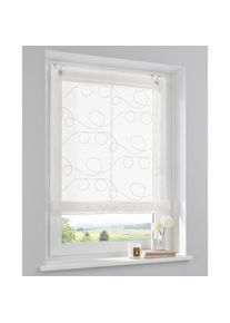 Kutti, Raffrollo &raquo;Jasmin&laquo; mit Hakenaufh&auml;ngung ohne Bohren einfarbig, bestickt, matt, Polyester, pflegeleicht, mit Fensterhaken, wei&szlig;, Obermaterial: 