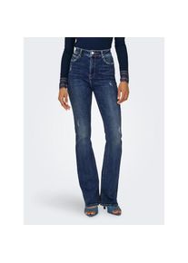 Only , Bootcut-Jeans »ONLMILA HW FLARED DNM BJ374« mit Destroyed Effekt , blau , Modische Bootcut-Passform, ideal kombinierbar für vielseitige Outfits