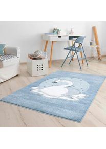 Kinderteppich &raquo;Bueno Kids 1315&laquo; rechteckig 13 mm H&ouml;he Spielteppich, Schwan, 3D-Effekt, Weicher Flor, Pflegeleicht , blau , Carpet City ,...