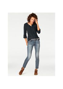 Heine , Seidenbluse , schwarz , Modischer Casual-Look hinten länger