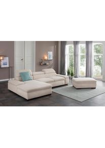 Ecksofa »Alberto L-Form« mit Kopfteilverstellung, wahlweise mit Bettfunktion , beige , Home Affaire