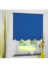 Seitenzugrollo verdunkelnd energiesparend mit Bohren Volantrollo - Volant Klassik, Fixmass , blau , Liedeco , Obermaterial: 100% Polyester