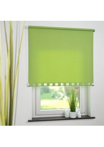 Seitenzugrollo Lichtschutz mit Bohren Volantrollo - eckiger Volant, Fixmass , gr&uuml;n , Liedeco , Obermaterial: 100% Polyester