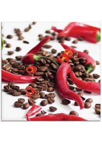 Glasbild »Frische Chili auf Kaffee«, Lebensmittel, (1 St.), in verschiedenen Grössen , rot , Artland
