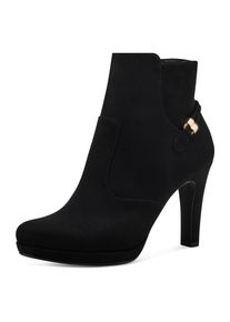 Tamaris , Damen , High-Heel-Stiefelette mit Schmuckelement an der Ferse , schwarz , Elegante Stiefelette mit Innenreissverschluss