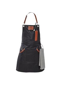 Gefu, Gefu Grillsch&uuml;rze &raquo;BBQ&laquo; Lederapplikation, schwarz, braun, silberfarben, gewirkt, Baumwolle