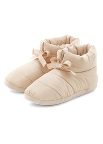 Vivance , Hausschuh, zum Reinschlüpfen, Stepp-Optik, Plüsch, Pantolette, Pantoffel VEGAN , beige , Kuschelige Boots mit individuell anpassbarem...
