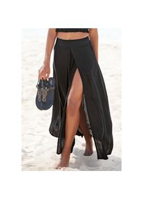 Lascana, Unisex, Lascana Maxirock mit besonderem Schnitt, langer Rock mit Beinschlitz, Strandrock, schwarz, 36, Glatter Bund vorne
