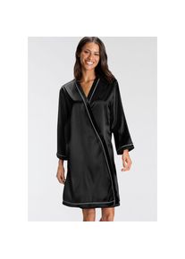 Bruno Banani , Damen , Kimono mit Kontrastpaspel-Details , schwarz , Kimono mit Kontrastpaspel-Details