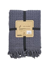Wohndecke »Ella«, Wohndecke mit Waffelstruktur und handgeknoteten Fransen, Kuscheldecke , grau , done.