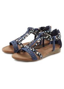 Lascana , Damen , Sandale »Sommerschuh« Sandalette, Sommerschuh mit Riemchen im Festival-Look VEGAN , blau , Mit dezentem Keilabsatz für einen...