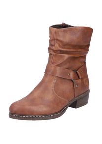 Rieker , Stiefelette, Cowboyboots, Westernstiefelette, Blockabsatz, mit Zierriemen , braun , Stiefelette mit gerafftem Schaft in Western-Optik