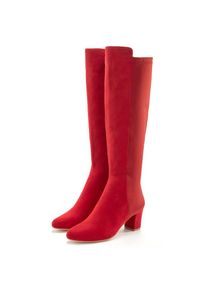 Lascana , Damen , Stiefel mit Stretcheinsatz und Langschaft, Stiefelette, Langer Stiefel VEGAN , rot , Stiefel mit modischem Stretch-Einsatz und...