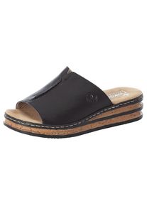 Rieker, Unisex, Pantolette , Plateau, Sommerschuh, Schlappen in klassischer Optik, schwarz, 42, Zum Schlupfen