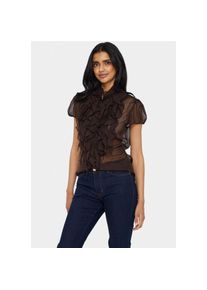 Saint Tropez , Rüschenbluse »LiljaSZ Crinkle SS Shirt« , braun , Kurzarmbluse von Saint Tropez