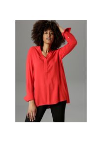 Aniston SELECTED , Longbluse, mit extra-langen Manschetten , rot , Damenbluse mit langen Manschetten an den Ärmeln