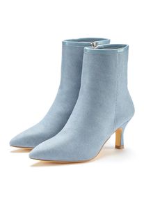 Lascana , Damen , Stiefelette High-Heel Ankle Stiefel in Denim-Optik VEGAN , blau , Summer Boots mit komfortabler Absatzh&ouml;he von ca. 7 cm