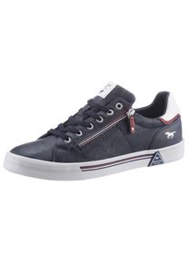 Mustang Shoes , Sneaker, mit Reissverschluss an der Seite, Freizeitschuh, Halbschuh, Schnürschuh , blau , Sportiver Sneaker mit dezenter Perforation
