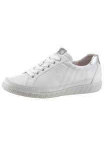 Gabor , Sneaker »YORK« mit modischer Ziersteppung, Freizeitschuh, Halbschuh, Schnürschuh , silberfarben , Sneaker mit weich abgepolstertem Schaftrand