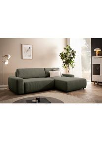 Ecksofa »TORGE (264cm), Schlafsofa in Cord, Samtvelours o Struktur fein, L-Form« Schlaffunktion, Bettkasten, Liegefläche: 125/210 cm , grün , Inosign