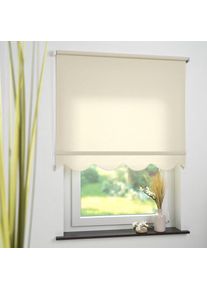 Seitenzugrollo Lichtschutz mit Bohren Volantrollo - Volant Klassik, Fixmass , beige , Liedeco , Obermaterial: 100% Polyester