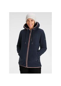 Polarino , Fleecejacke, mit Kapuze, für kalte Tage, aus Fleece, modischer Stil , blau , Kuschelige und wärmende Fleecejacke für kalte Tage