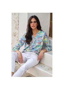 Heine, Unisex, Heine Druckbluse, wei&szlig;, royalblau, bedruckt, 50, extravaganter Druck