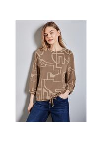 Street One, Unisex, Street One Rundhalspullover mit All-Over Print, sheer beige, 42, 3/4 Arm Shirt von Street One