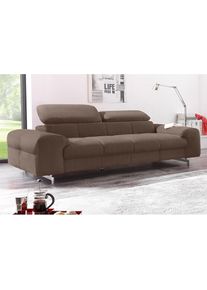 Polstergarnitur »Chef« Set, Set bestehend aus: 2-Sitzer mit Kopfteilverstellung & Hocker , braun , COTTA