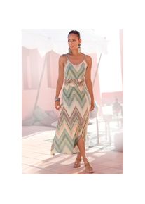 Lascana , Midikleid, mit sommerlichem Print und Schlitz, Sommerkleid, Strandkleid , bunt , Runder Halsausschnitt